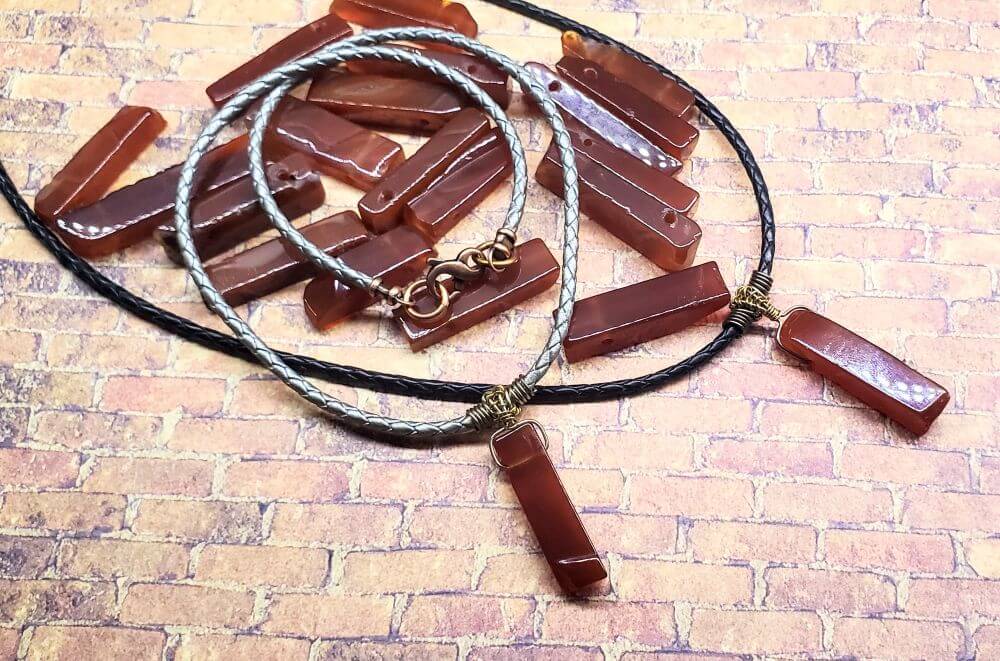 Handmade Wire Wrapped Rustic Raw Red Agate Bolo Necklace - Che Cose Belle