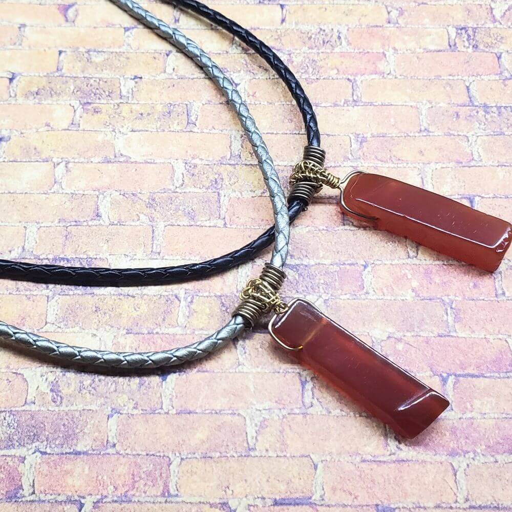 Handmade Wire Wrapped Rustic Raw Red Agate Bolo Necklace - Che Cose Belle