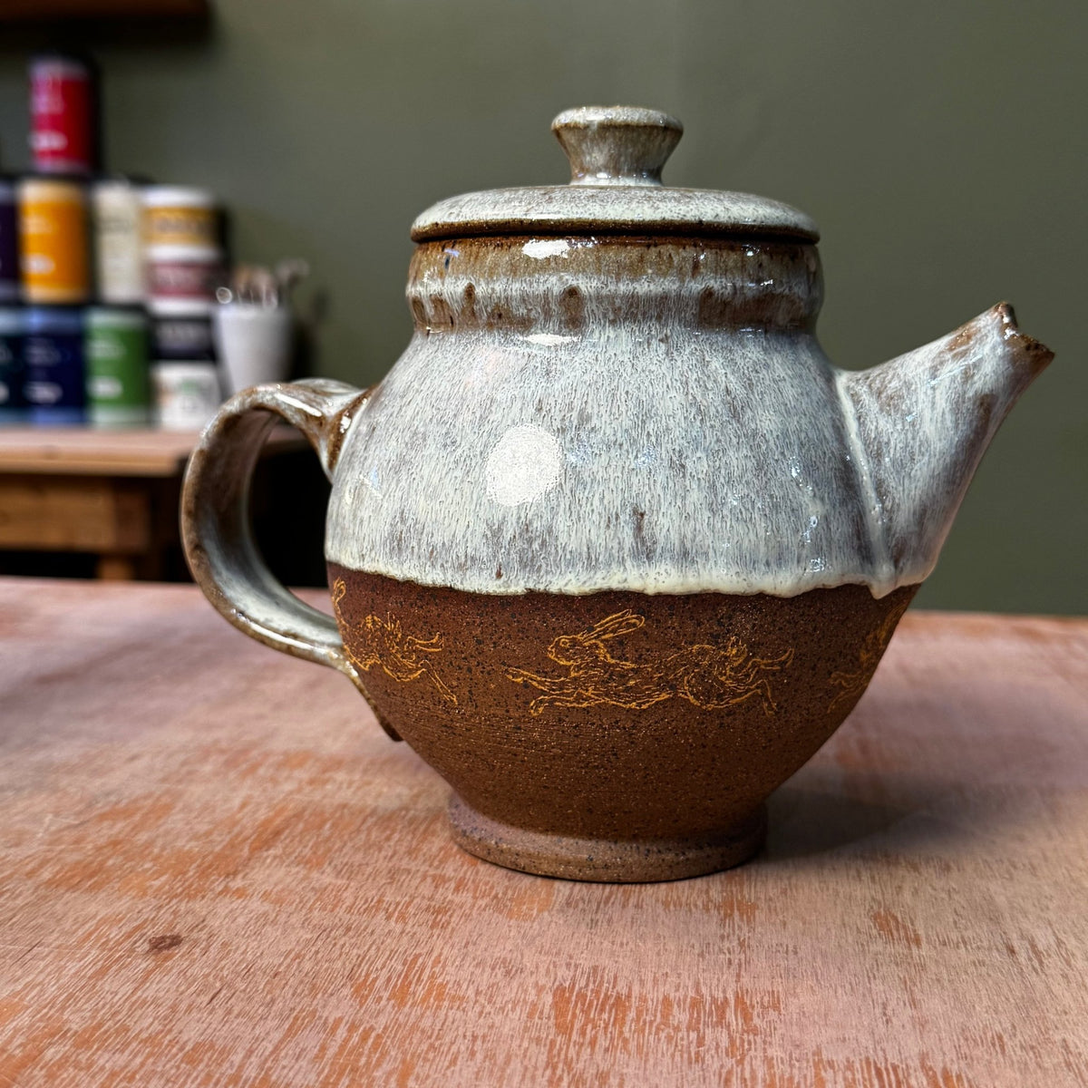 Handmade Yellow Rabbits Stoneware Teapot | Wheel-Thrown Ceramic Teapot - Che Cose Belle