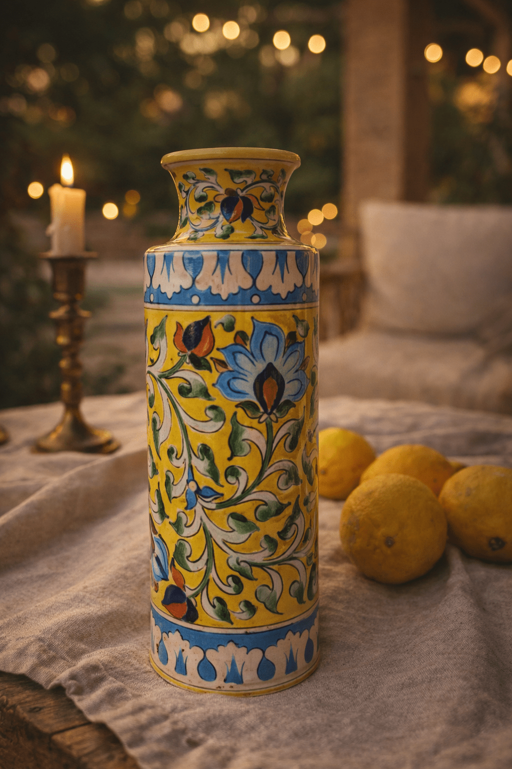Handpainted Mughal Vase — Handcrafted Blue Pottery, Jaipur - Che Cose Belle