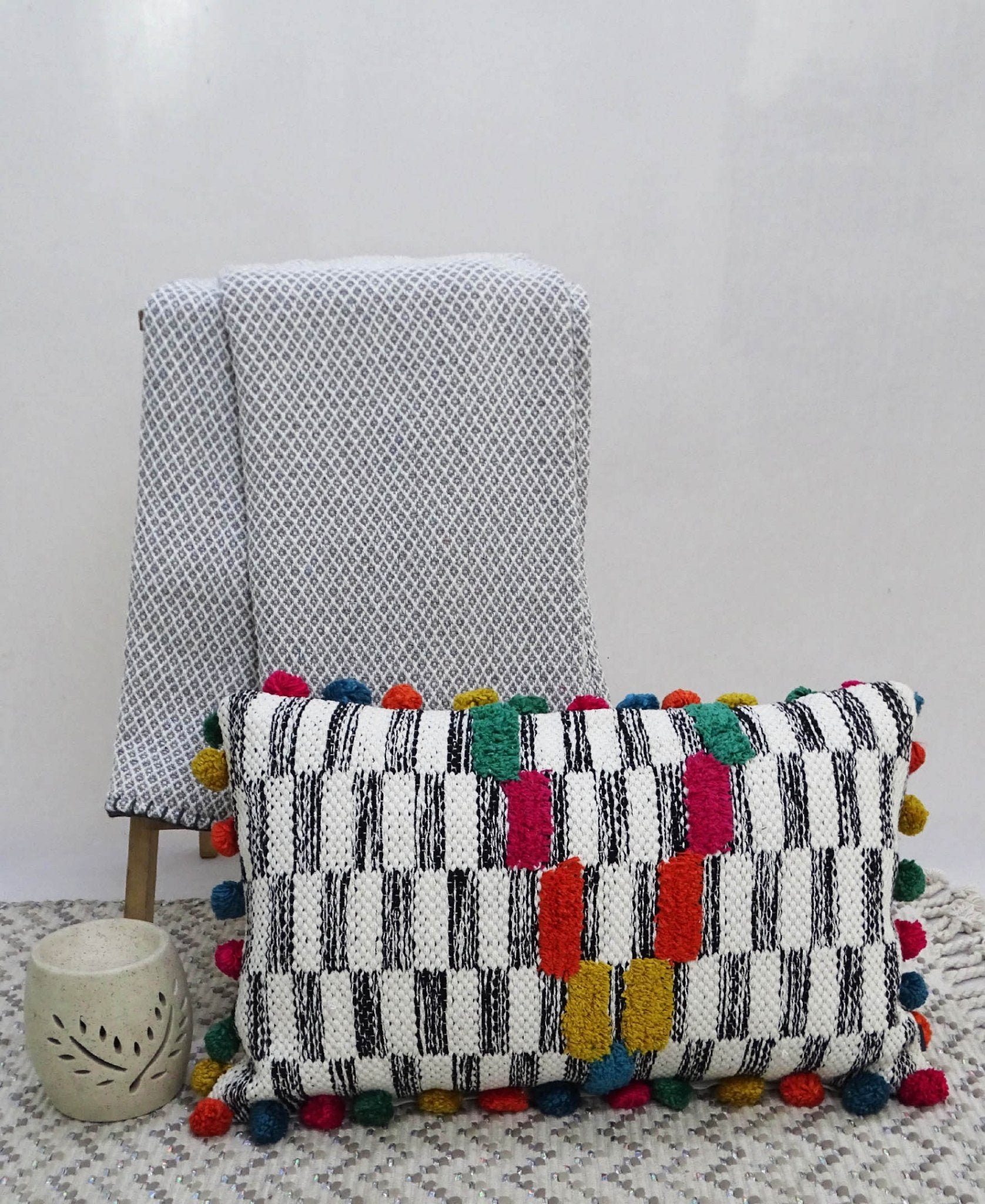 Handwoven 14"X 24" Throw Pillow for Decoration - Che Cose Belle