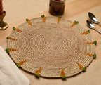 Handwoven Carrot Round Raffia Placemat – Artisan Table Décor - Che Cose Belle