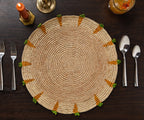 Handwoven Carrot Round Raffia Placemat – Artisan Table Décor - Che Cose Belle