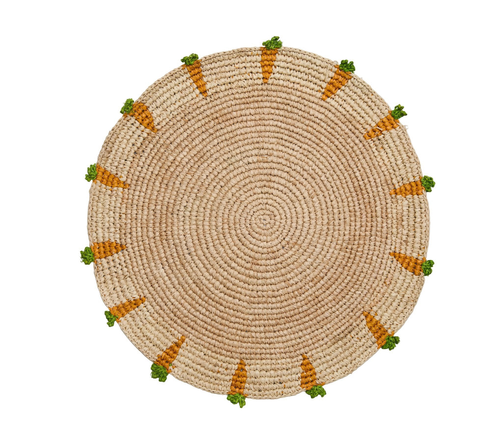 Handwoven Carrot Round Raffia Placemat – Artisan Table Décor - Che Cose Belle