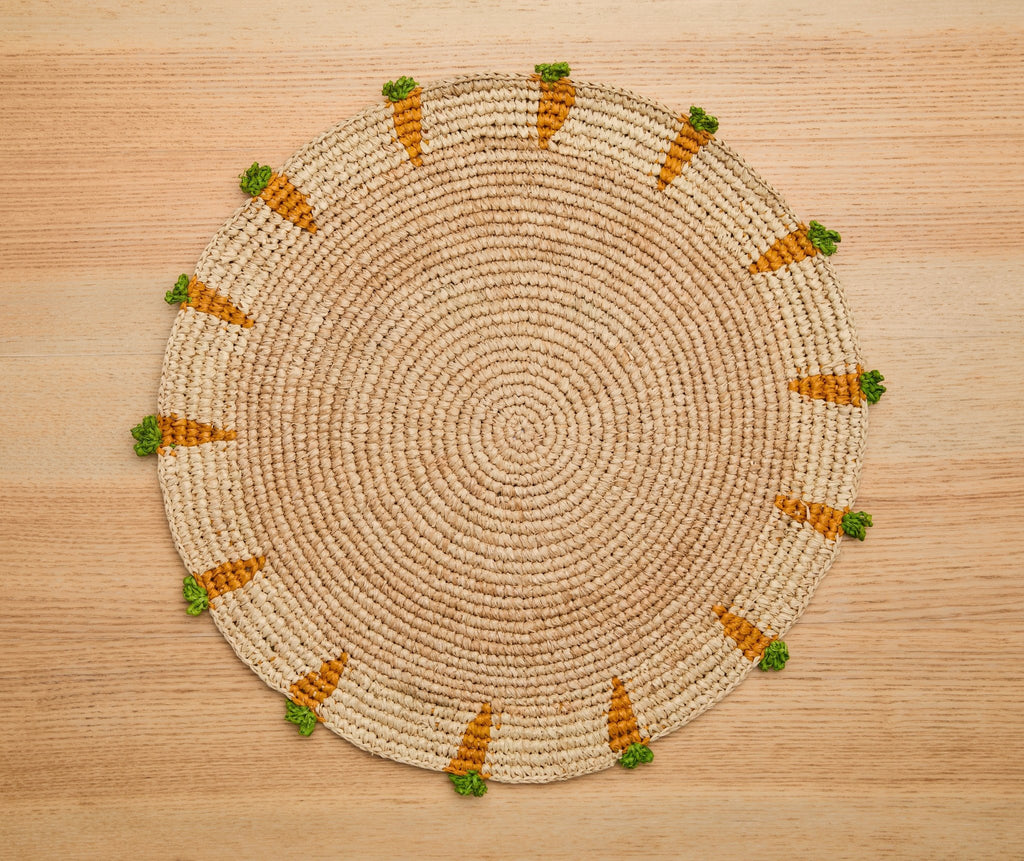 Handwoven Carrot Round Raffia Placemat – Artisan Table Décor - Che Cose Belle