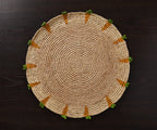 Handwoven Carrot Round Raffia Placemat – Artisan Table Décor - Che Cose Belle