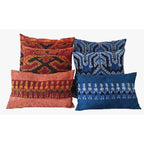 Handwoven Ikat Pillow Cover, Blue. Cover Only with No Insert. 12inches x 20inches, Cushion - Che Cose Belle