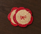 Handwoven Raffia Fringe Coaster by Payton James – Bohemian Candle Mat, Rustic Table Decor, Natural Raffia Palm - Che Cose Belle