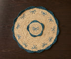 Handwoven Raffia Fringe Coaster by Payton James – Bohemian Candle Mat, Rustic Table Decor, Natural Raffia Palm - Che Cose Belle