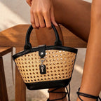 Handwoven Rattan Hollowed-Out Holiday Handbag - Che Cose Belle