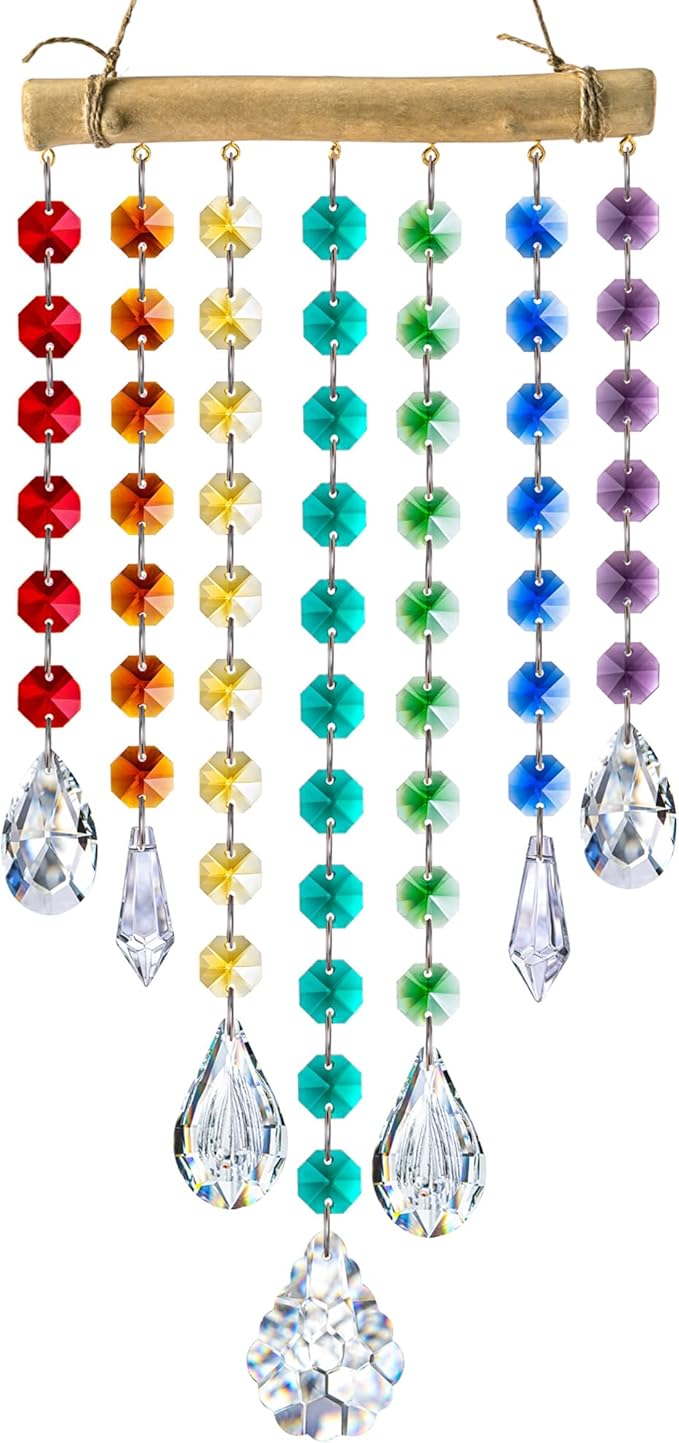 Hanging Crystal Prism Suncatcher Window Garden Decoration Ornament Rainbow Glass Beads Chain Pendant Crystal Wind Chimes - Che Cose Belle