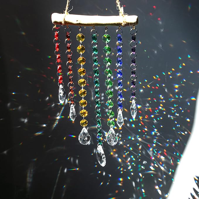 Hanging Crystal Prism Suncatcher Window Garden Decoration Ornament Rainbow Glass Beads Chain Pendant Crystal Wind Chimes - Che Cose Belle