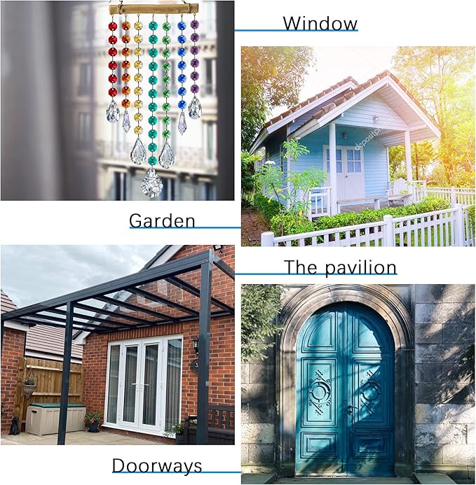 Hanging Crystal Prism Suncatcher Window Garden Decoration Ornament Rainbow Glass Beads Chain Pendant Crystal Wind Chimes - Che Cose Belle