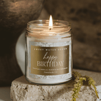 Happy Birthday Soy Candle - Clear Patterned Jar - 9 oz - Che Cose Belle