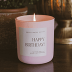 Happy Birthday Soy Candle - Pink Matte Jar - 15 oz (Vanilla Buttercream) - Che Cose Belle