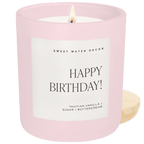 Happy Birthday Soy Candle - Pink Matte Jar - 15 oz (Vanilla Buttercream) - Che Cose Belle
