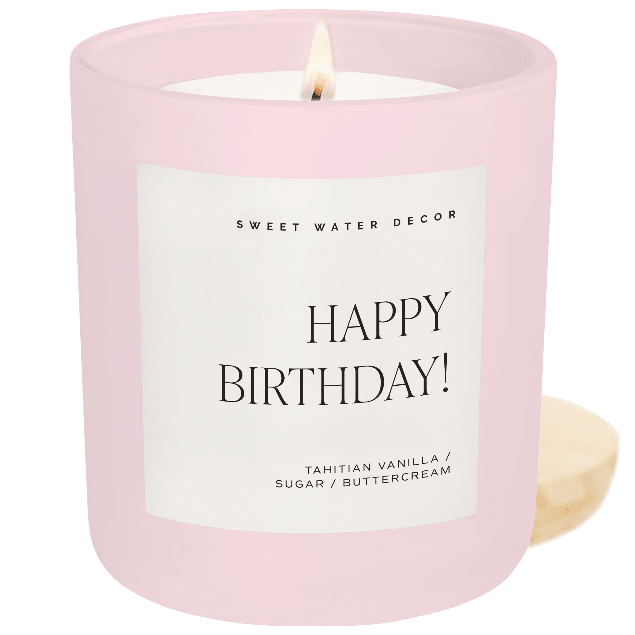 Happy Birthday Soy Candle - Pink Matte Jar - 15 oz (Vanilla Buttercream) - Che Cose Belle