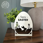 Happy Easter Egg Silhouette – Metal Bunny & Tulip Cutout Decoration - Che Cose Belle