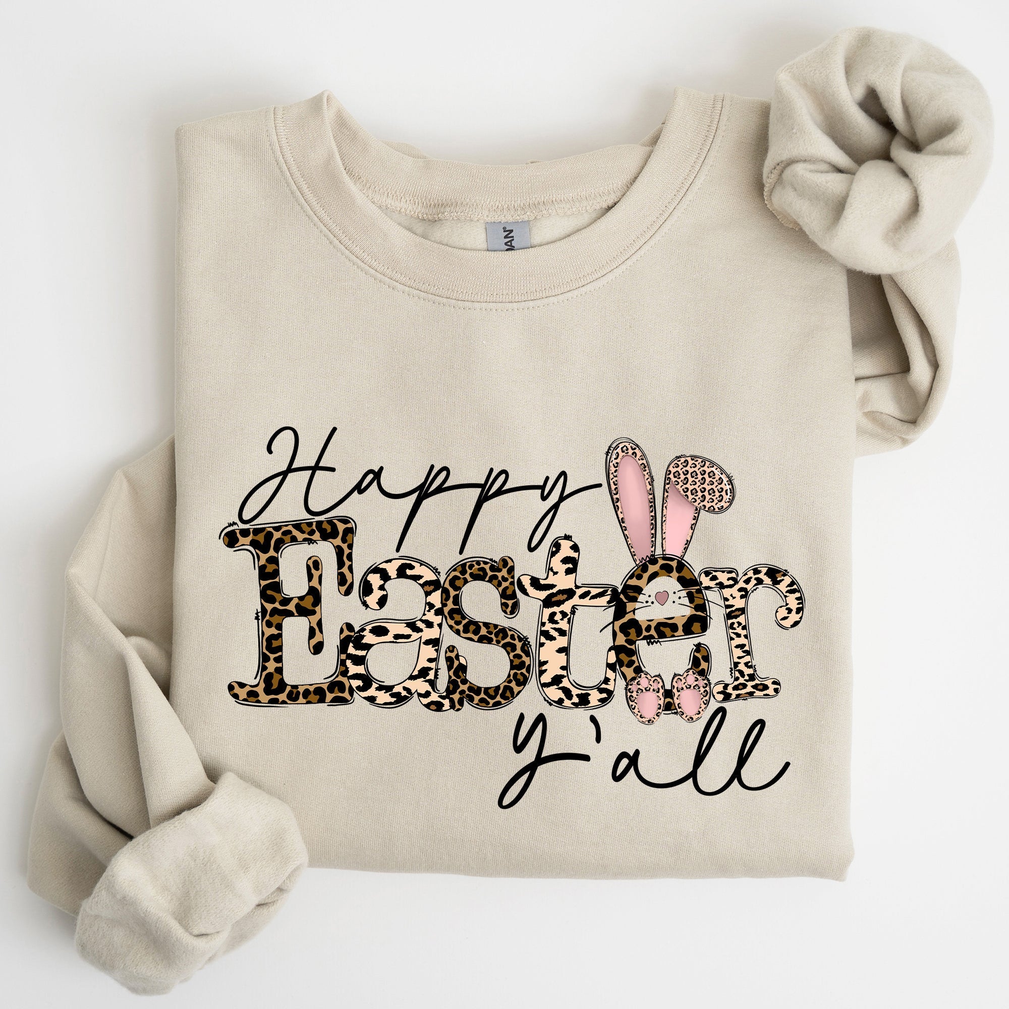 Happy Easter Y'all, Leopard Print, Rabbit Sweatshirt - Che Cose Belle