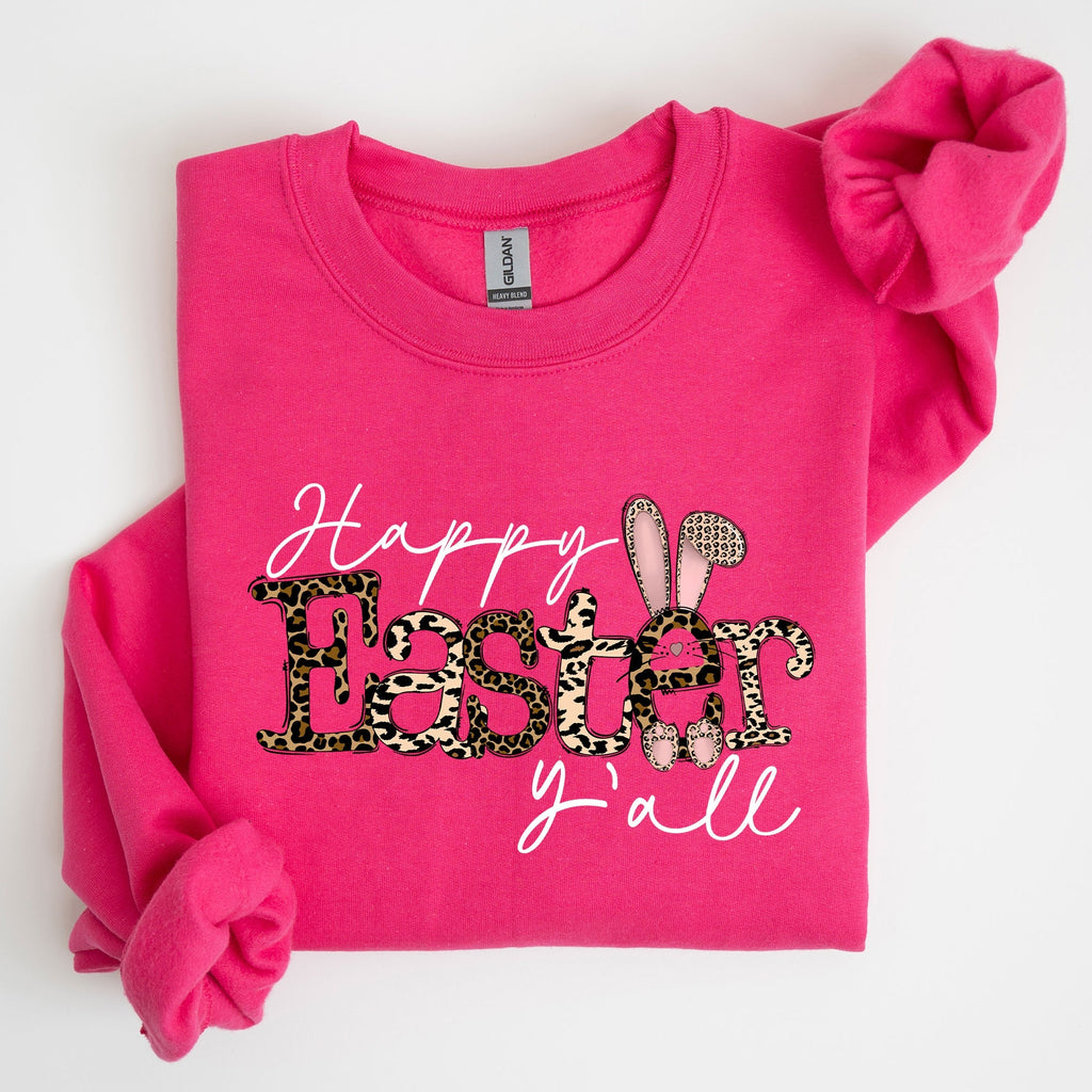 Happy Easter Y'all, Leopard Print, Rabbit Sweatshirt - Che Cose Belle