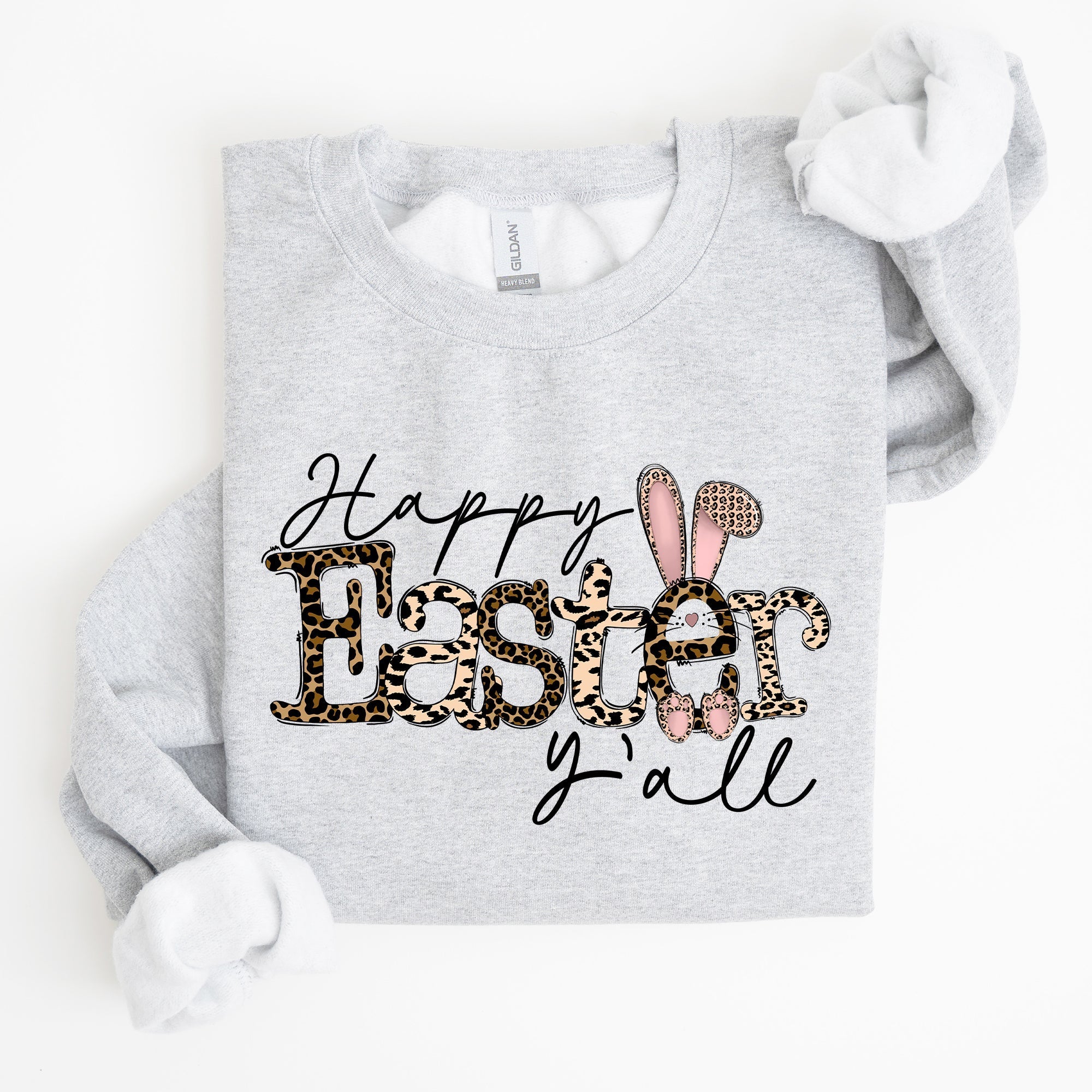 Happy Easter Y'all, Leopard Print, Rabbit Sweatshirt - Che Cose Belle