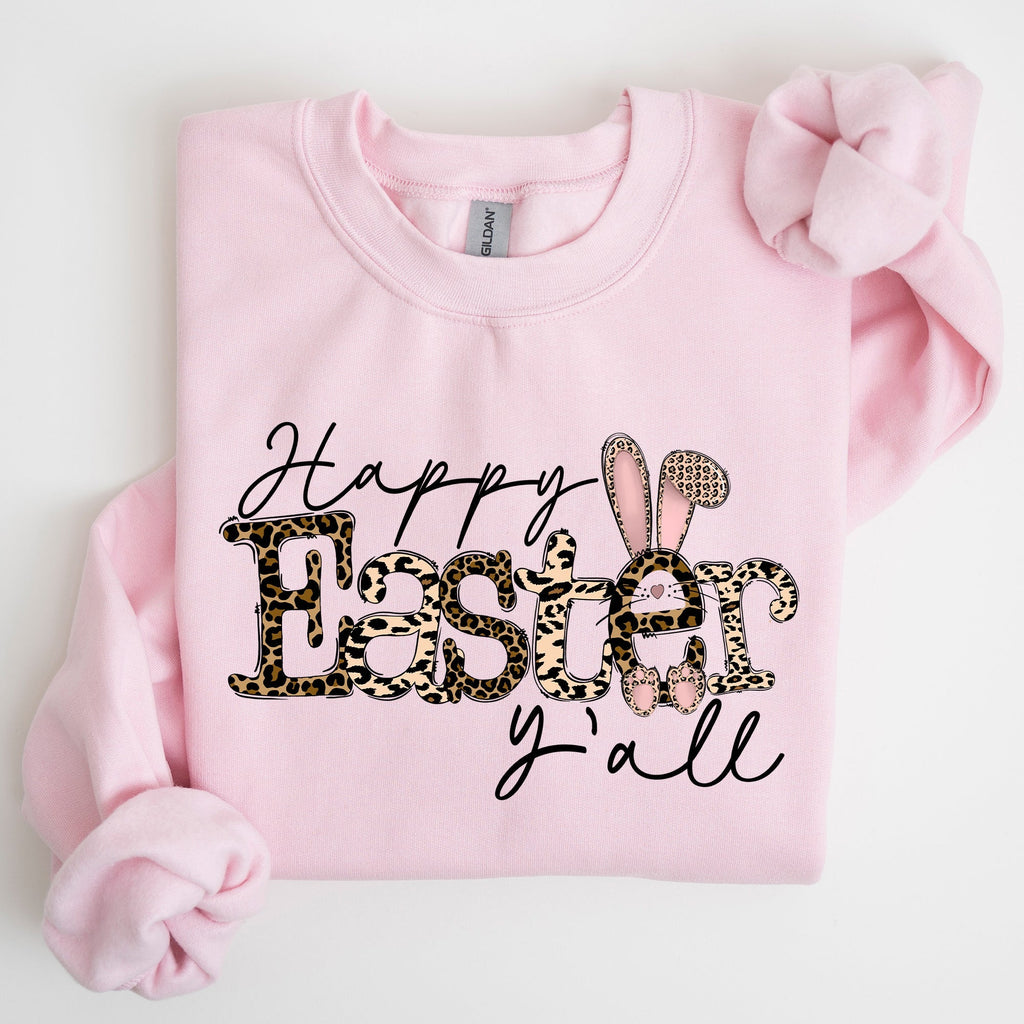 Happy Easter Y'all, Leopard Print, Rabbit Sweatshirt - Che Cose Belle