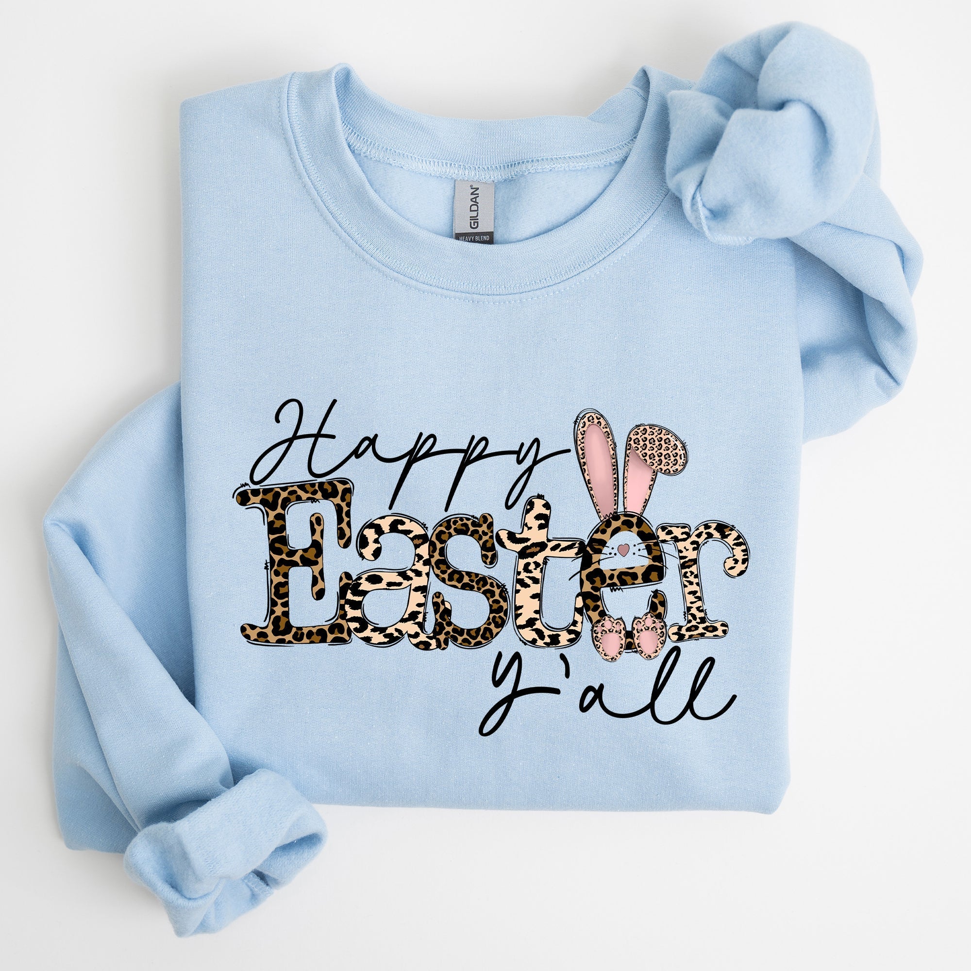 Happy Easter Y'all, Leopard Print, Rabbit Sweatshirt - Che Cose Belle