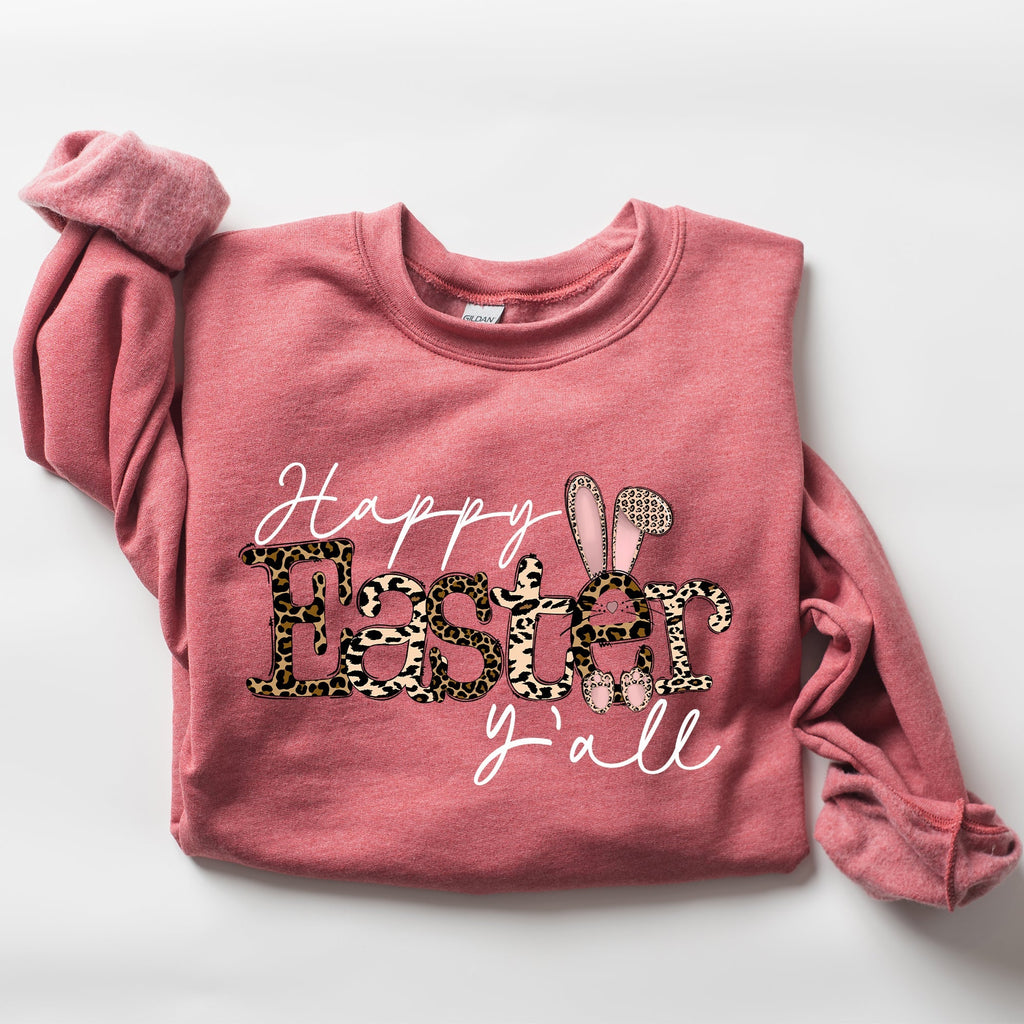Happy Easter Y'all, Leopard Print, Rabbit Sweatshirt - Che Cose Belle
