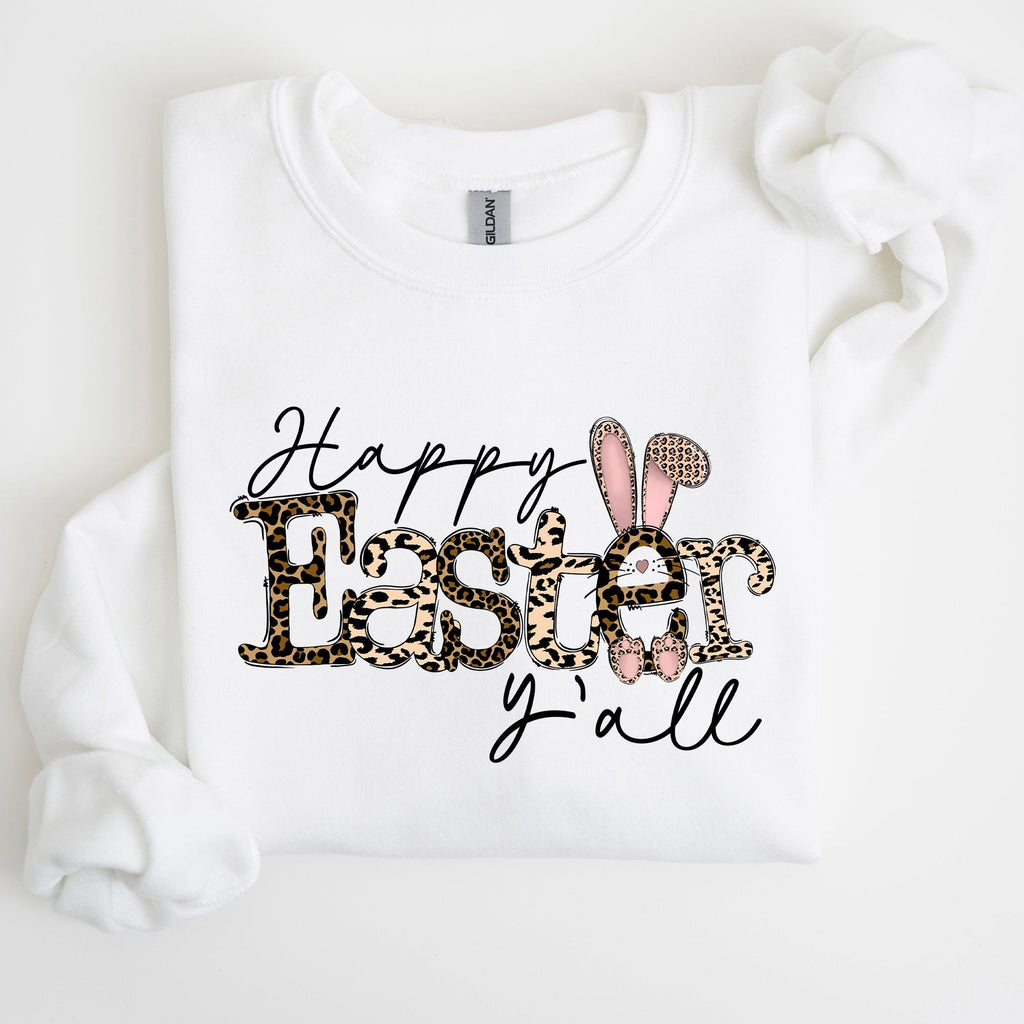 Happy Easter Y'all, Leopard Print, Rabbit Sweatshirt - Che Cose Belle
