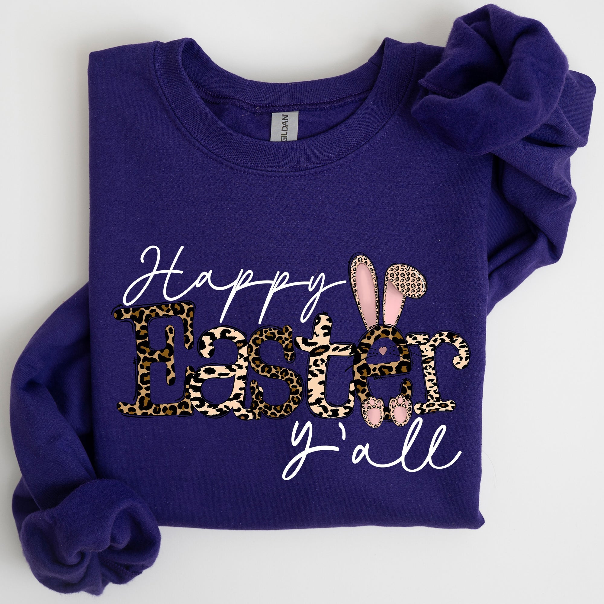 Happy Easter Y'all, Leopard Print, Rabbit Sweatshirt - Che Cose Belle