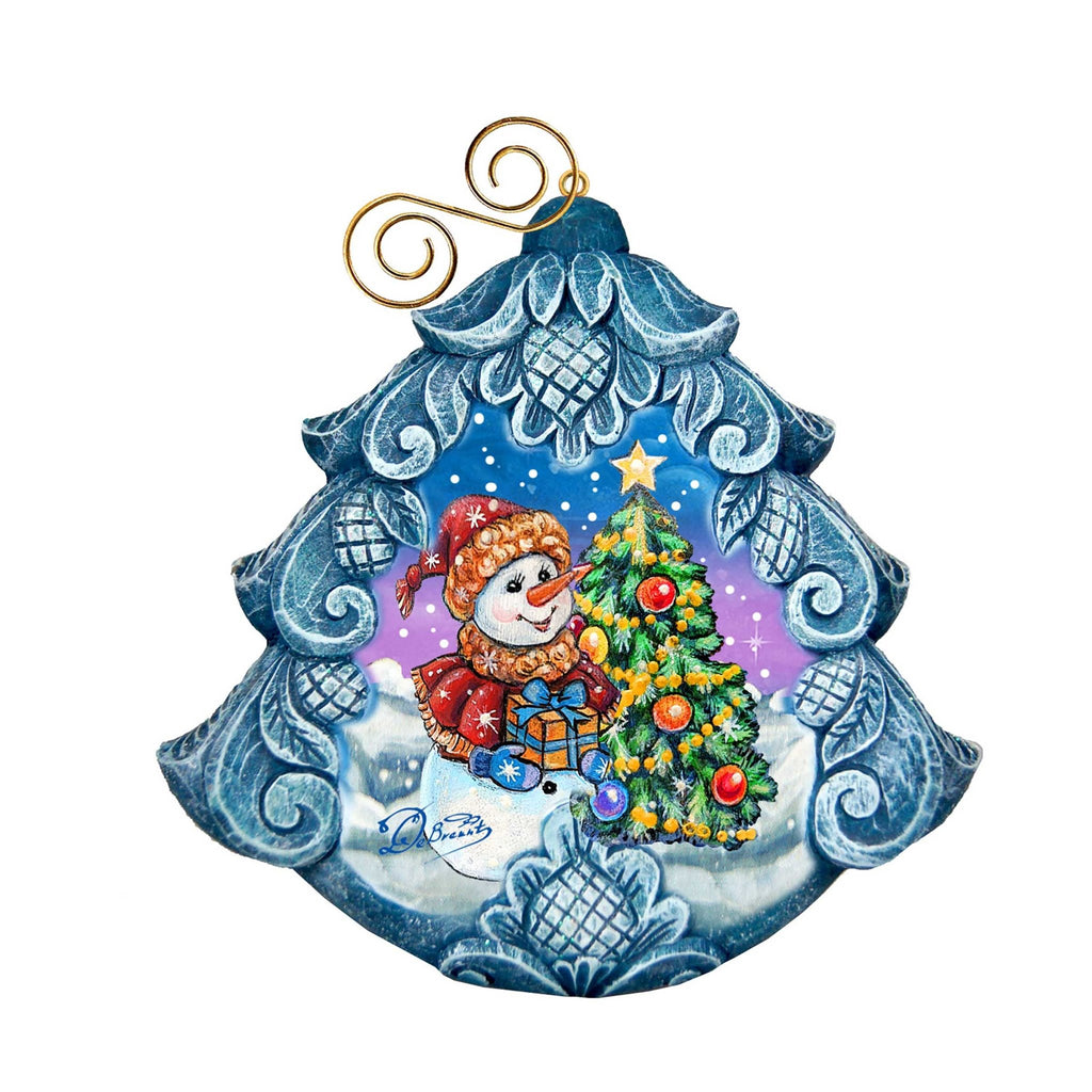 Happy Snowman Tree Sculpted Hand-Painted Christmas Ornament by G. DeBrekht - Christmas Santa Snowman Décor - 610274 - Che Cose Belle