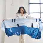 Harbor Blue Hand Embroidered Modern Artisanal Scarf - Che Cose Belle