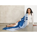 Harbor Blue Hand Embroidered Modern Artisanal Scarf - Che Cose Belle