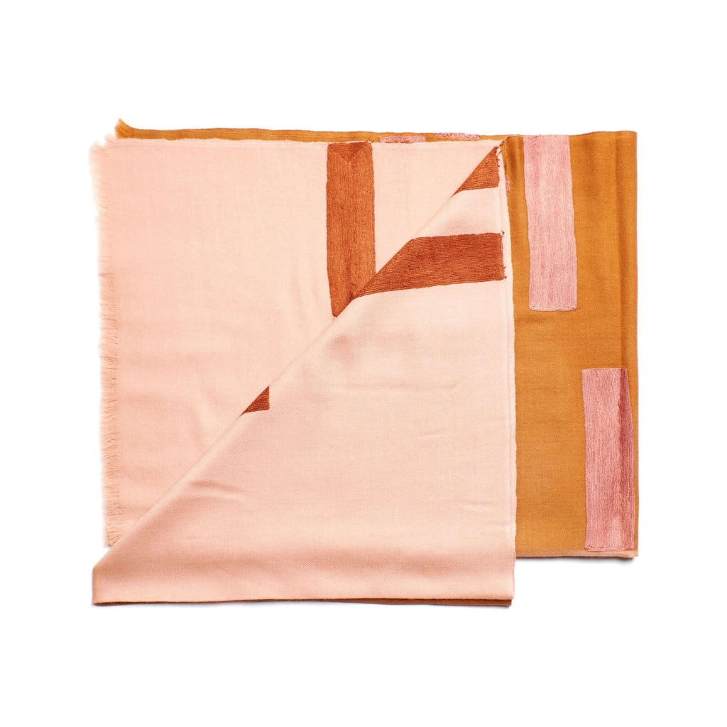 Harbor Blue Hand Embroidered Modern Artisanal Scarf - Che Cose Belle