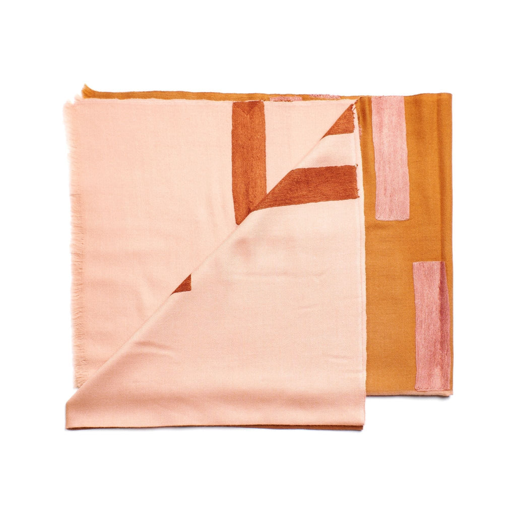 Harbor Blue Hand Embroidered Modern Artisanal Scarf - Che Cose Belle