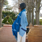 Harbor Blue Hand Embroidered Modern Artisanal Scarf - Che Cose Belle