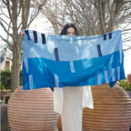 Harbor Blue Hand Embroidered Modern Artisanal Scarf - Che Cose Belle