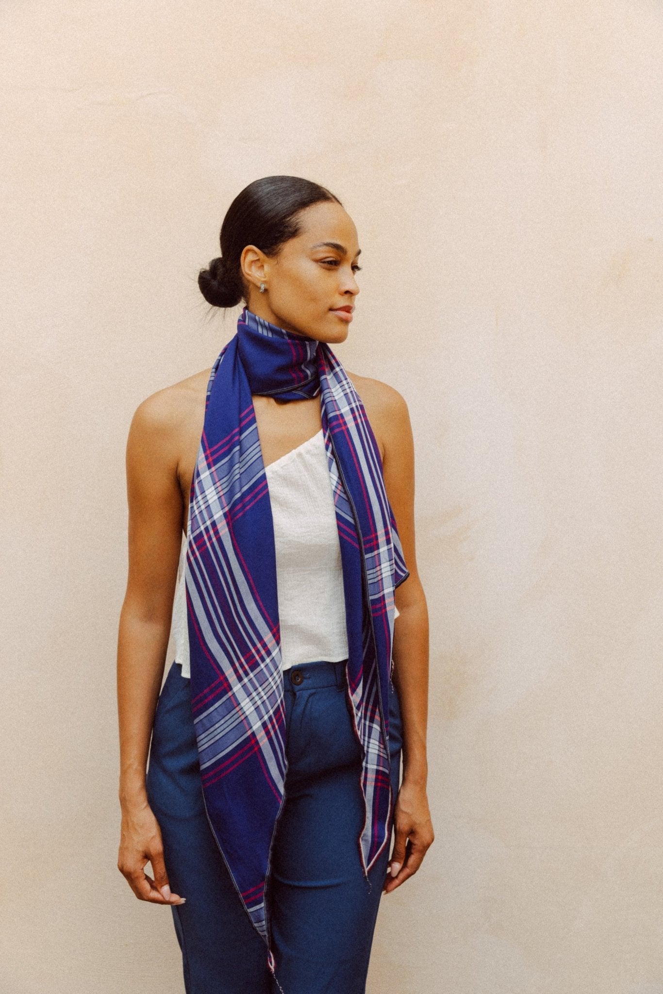 Harbor Plaid Silk Scarf - Che Cose Belle