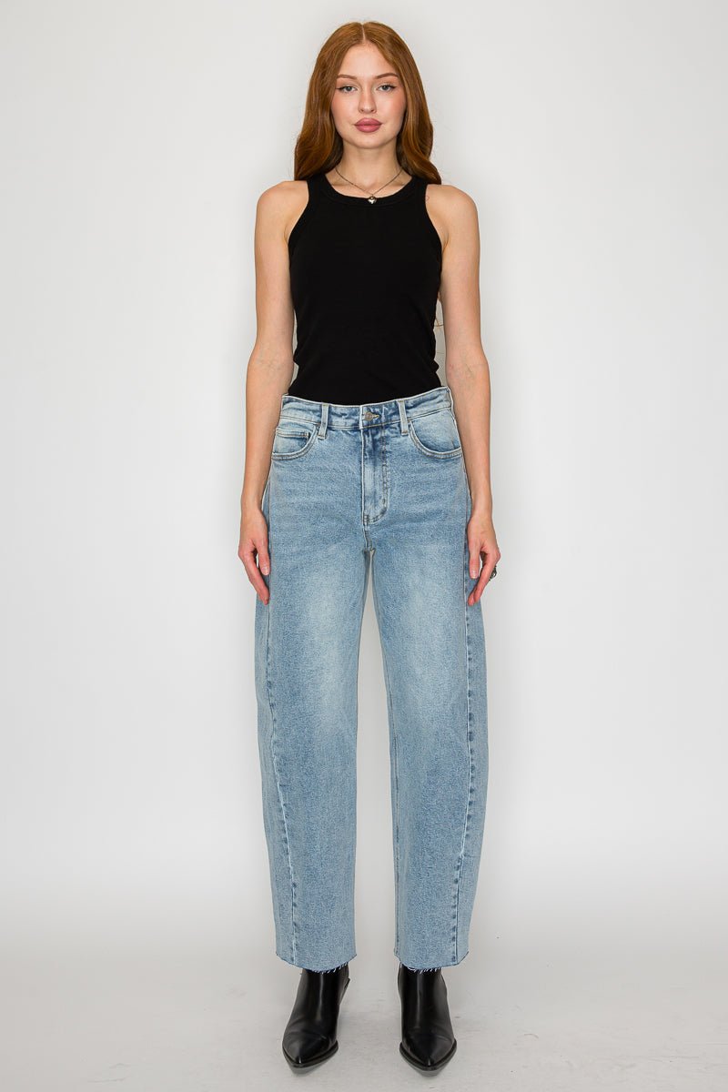 Harlow HIGH WAISTED BARREL JEANS Blue by Artemis - Che Cose Belle