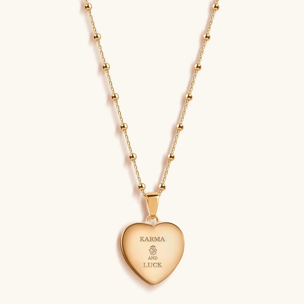 Harmonious Emotions - Mother Of Pearl Heart Evil Eye Necklace - Che Cose Belle
