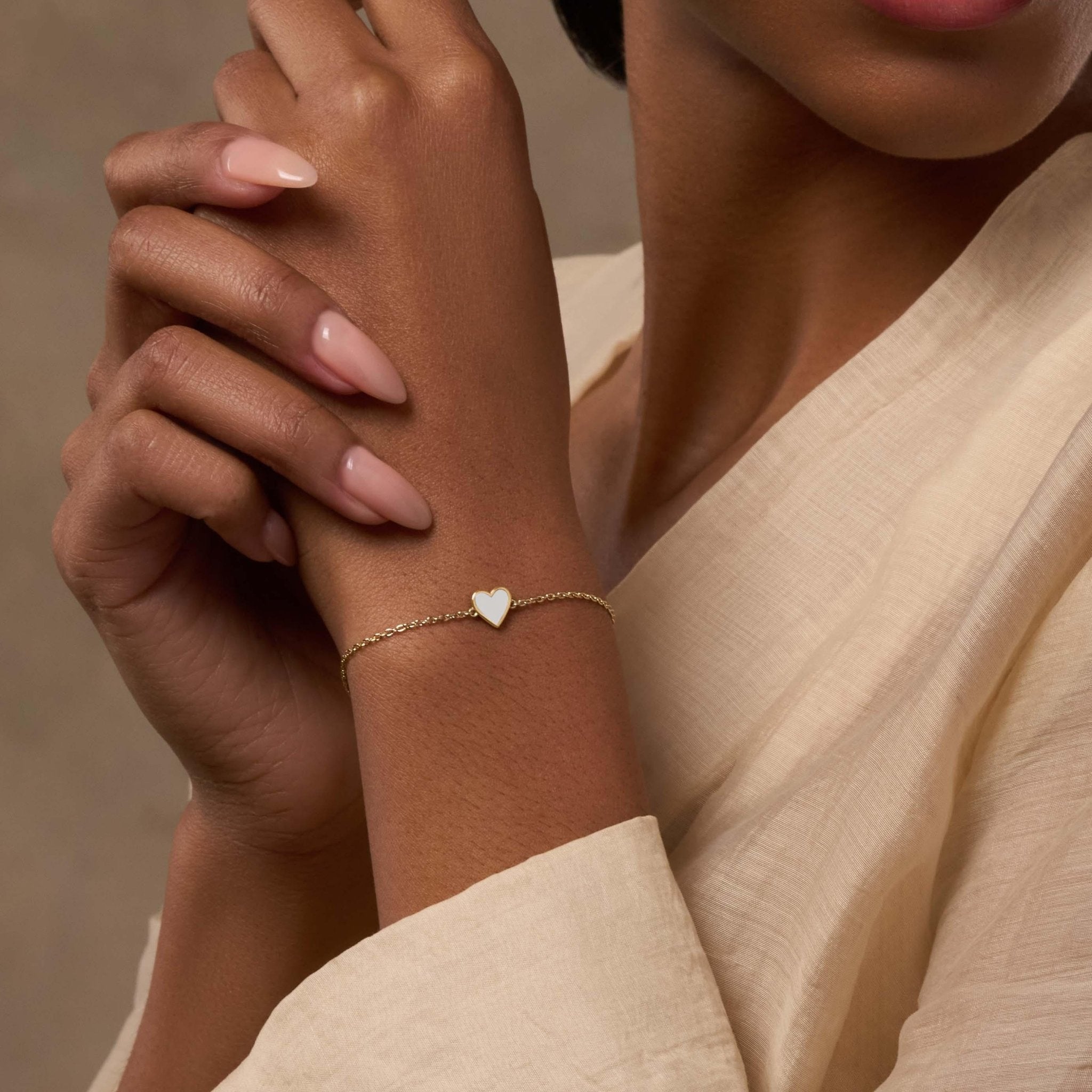Harmonious Spirit Mother of Pearl Gold Heart Bracelet - Che Cose Belle