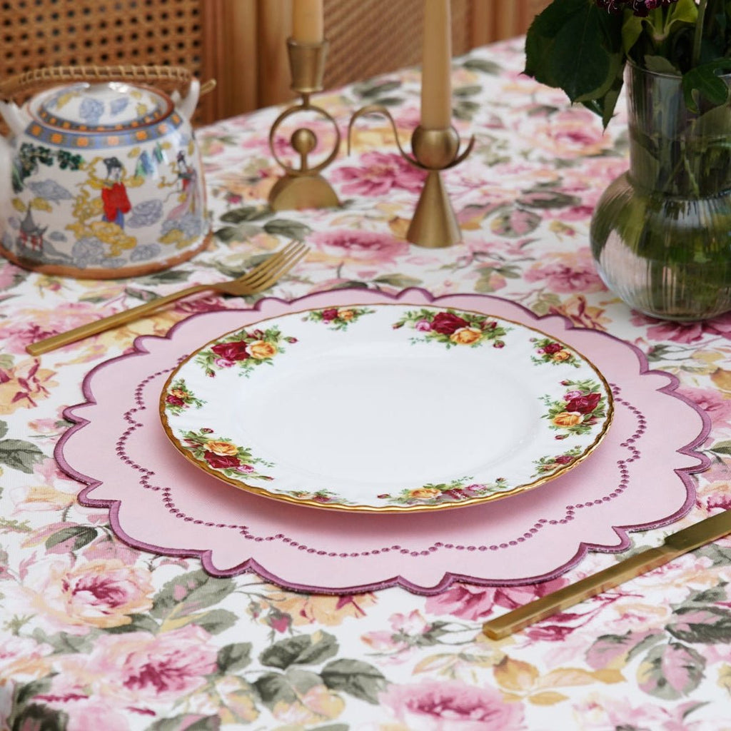 HARMONY LIGHT PINK ROUND FABRIC PLACEMAT (Set Of 4) - Che Cose Belle