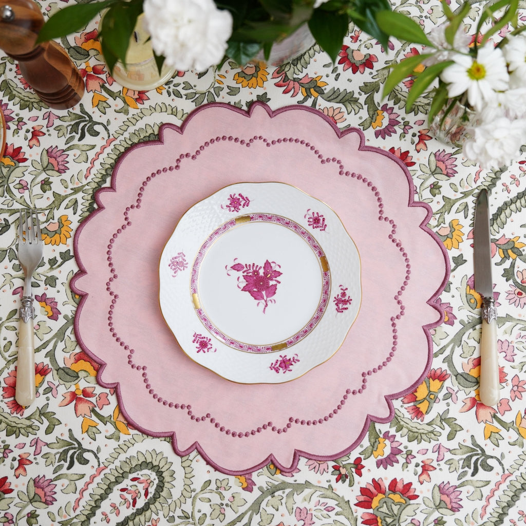 HARMONY LIGHT PINK ROUND FABRIC PLACEMAT (Set Of 4) - Che Cose Belle
