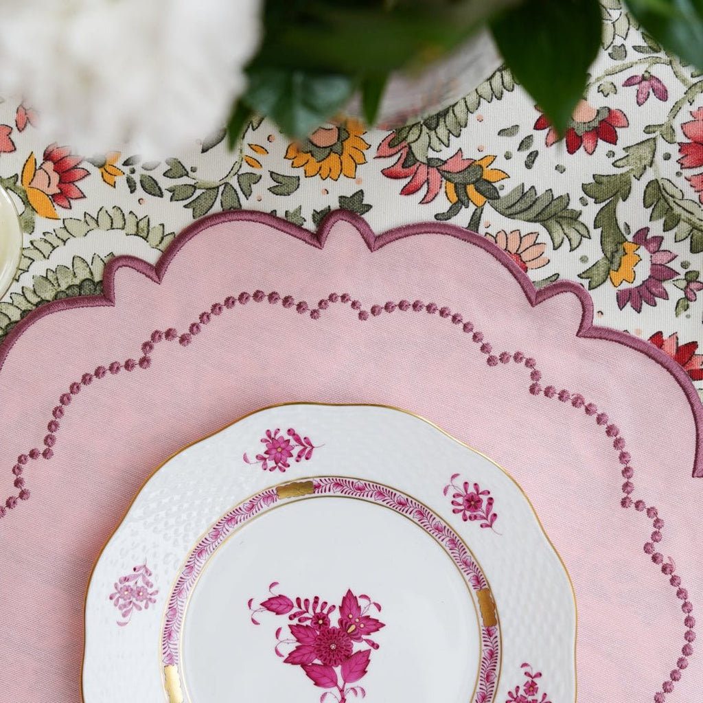 HARMONY LIGHT PINK ROUND FABRIC PLACEMAT (Set Of 4) - Che Cose Belle