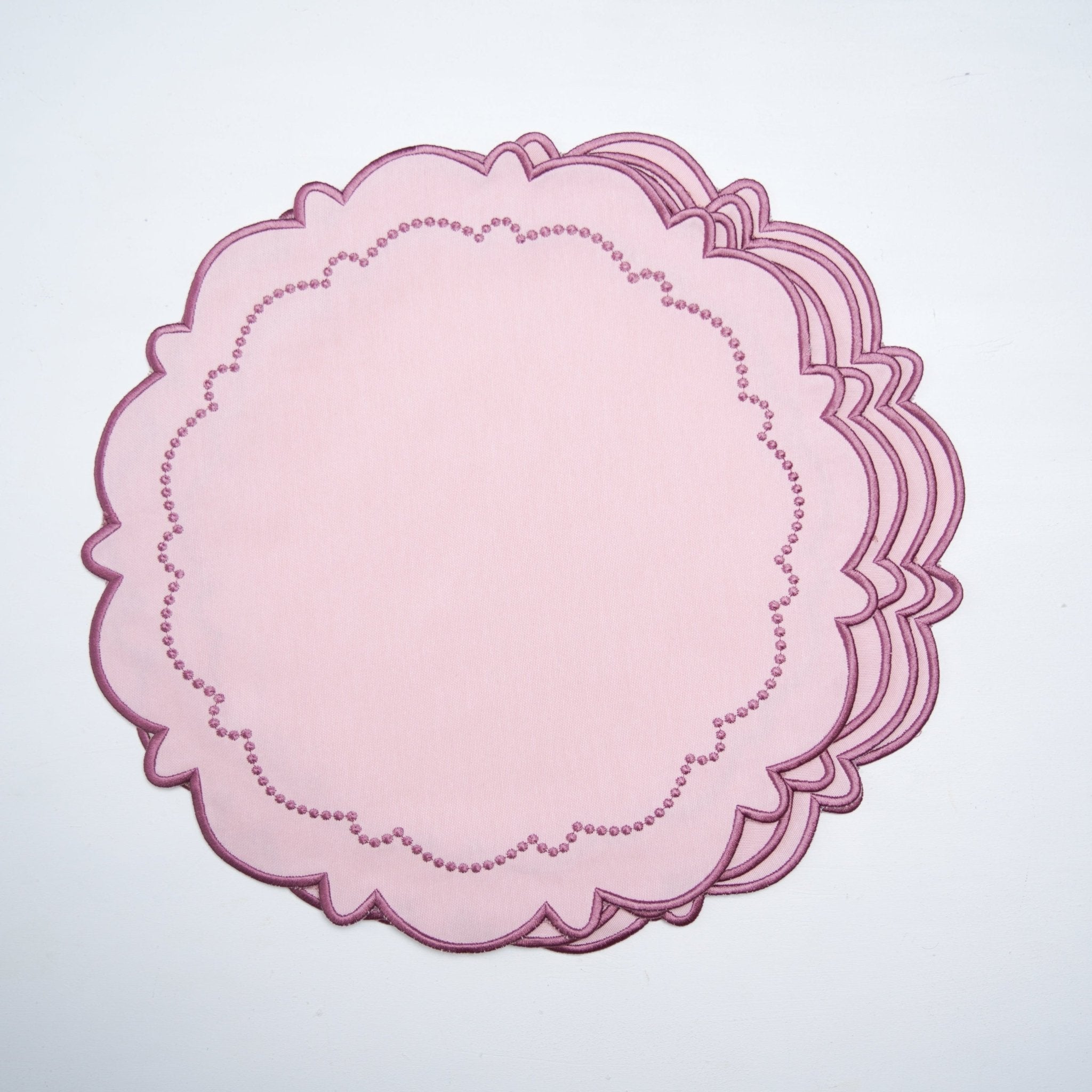 HARMONY LIGHT PINK ROUND FABRIC PLACEMAT (Set Of 4) - Che Cose Belle