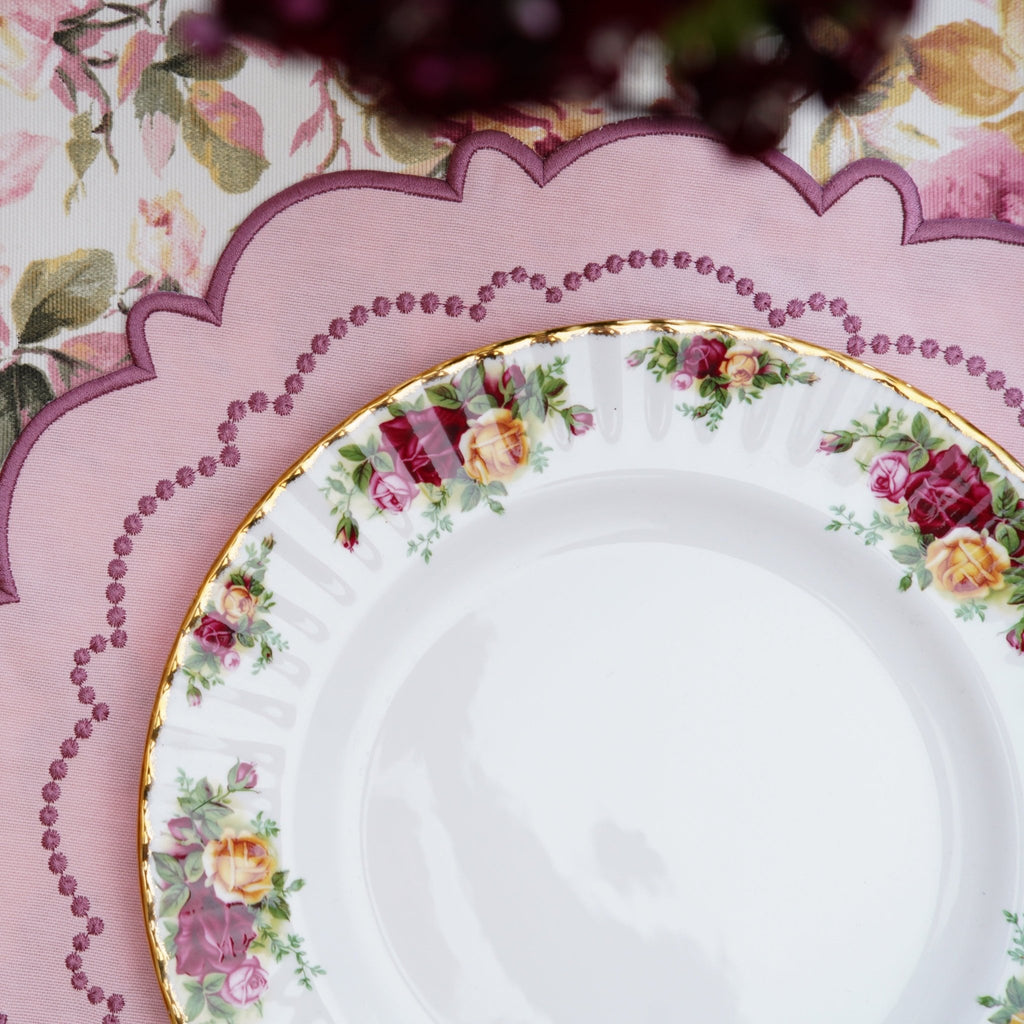 HARMONY LIGHT PINK ROUND FABRIC PLACEMAT (Set Of 4) - Che Cose Belle