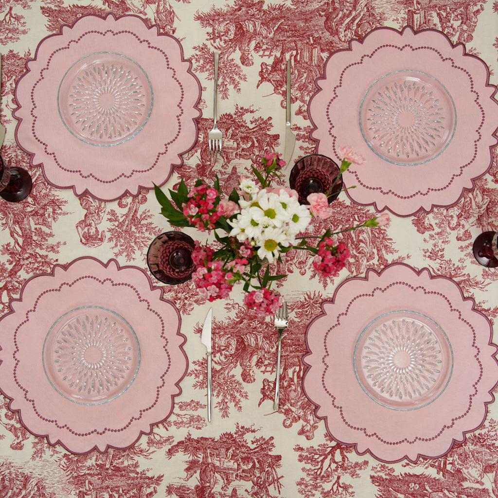 HARMONY LIGHT PINK ROUND FABRIC PLACEMAT (Set Of 4) - Che Cose Belle