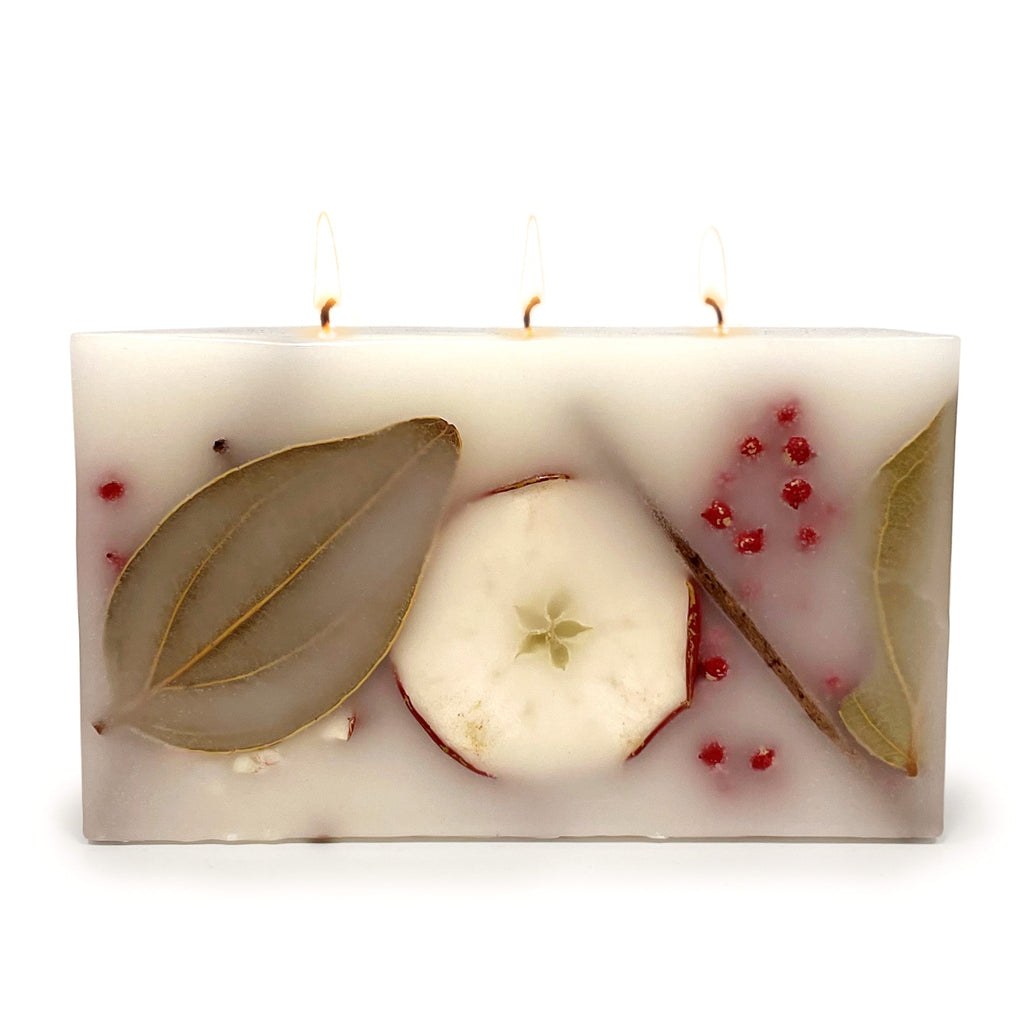 Harvest Cider 3 Wick Brick Botanical Candle - Che Cose Belle
