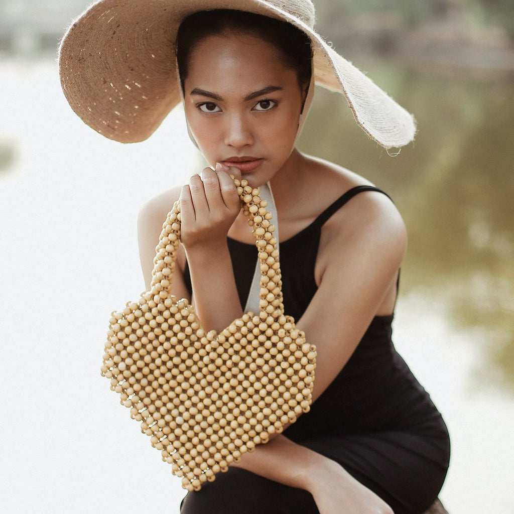 Hati Heart Wood - Beaded Tote Bag - Che Cose Belle