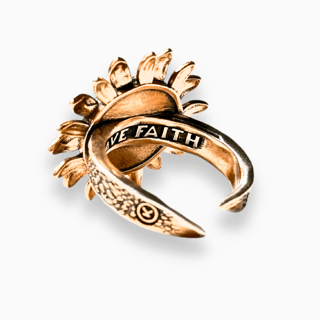 Have Faith Sunflower Inspire Adjustable Ring - Che Cose Belle
